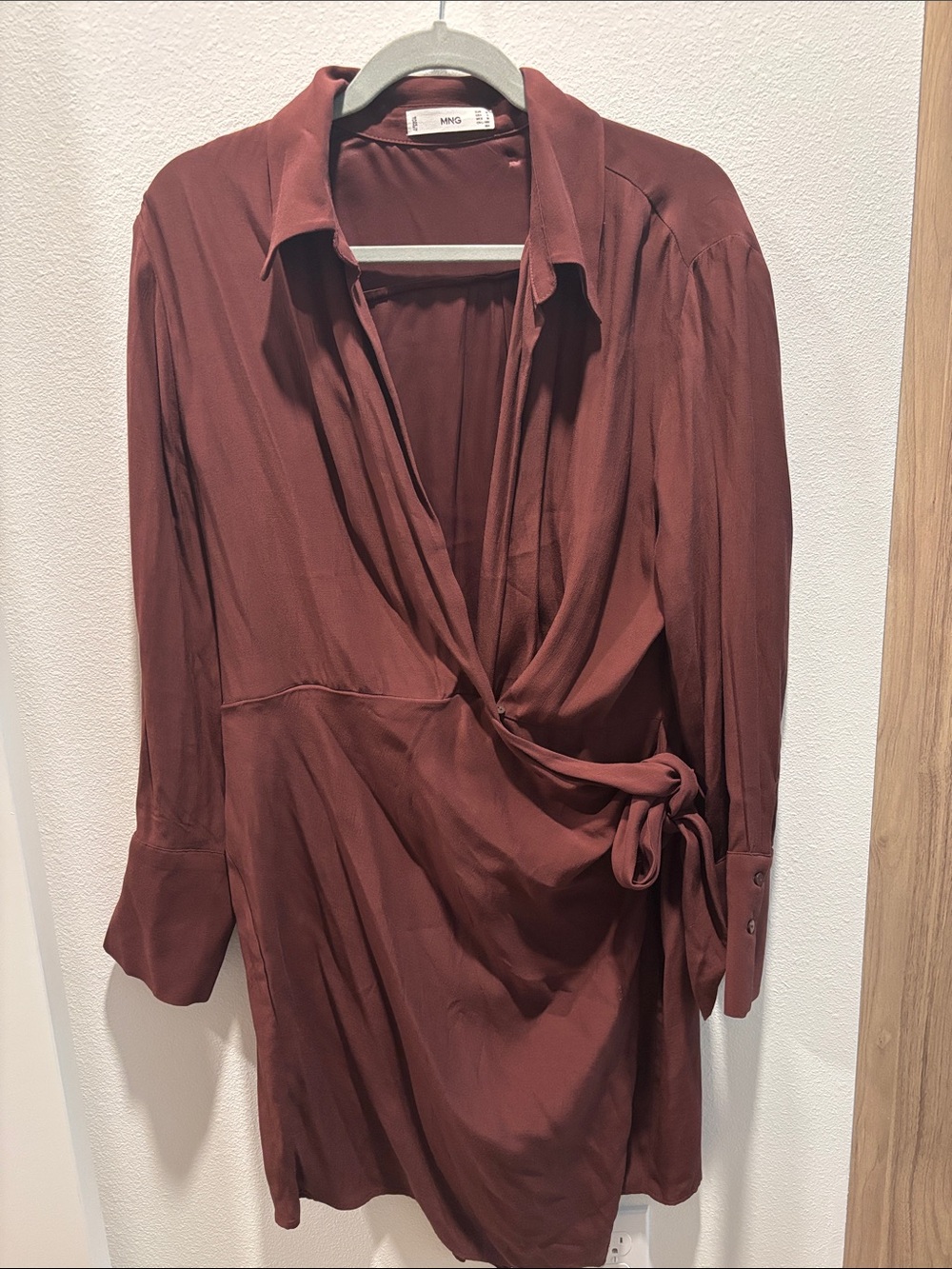 Mango Women's Rust-Brown Wrap Dress